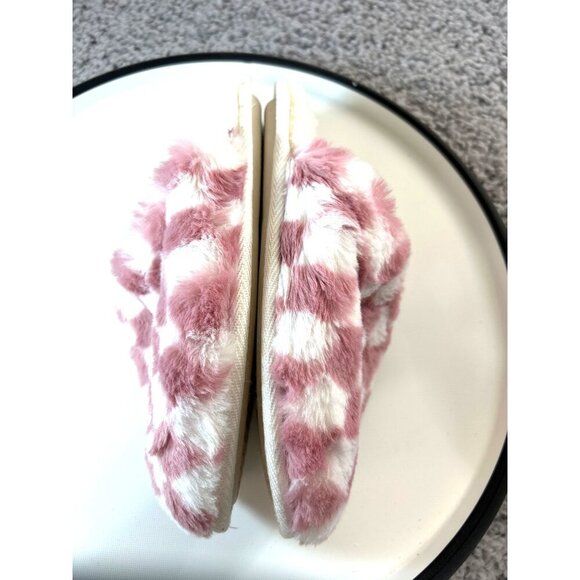 Cat & Jack Girls Slippers White/Pink Checked Size M 2-3 - Picture 5 of 8